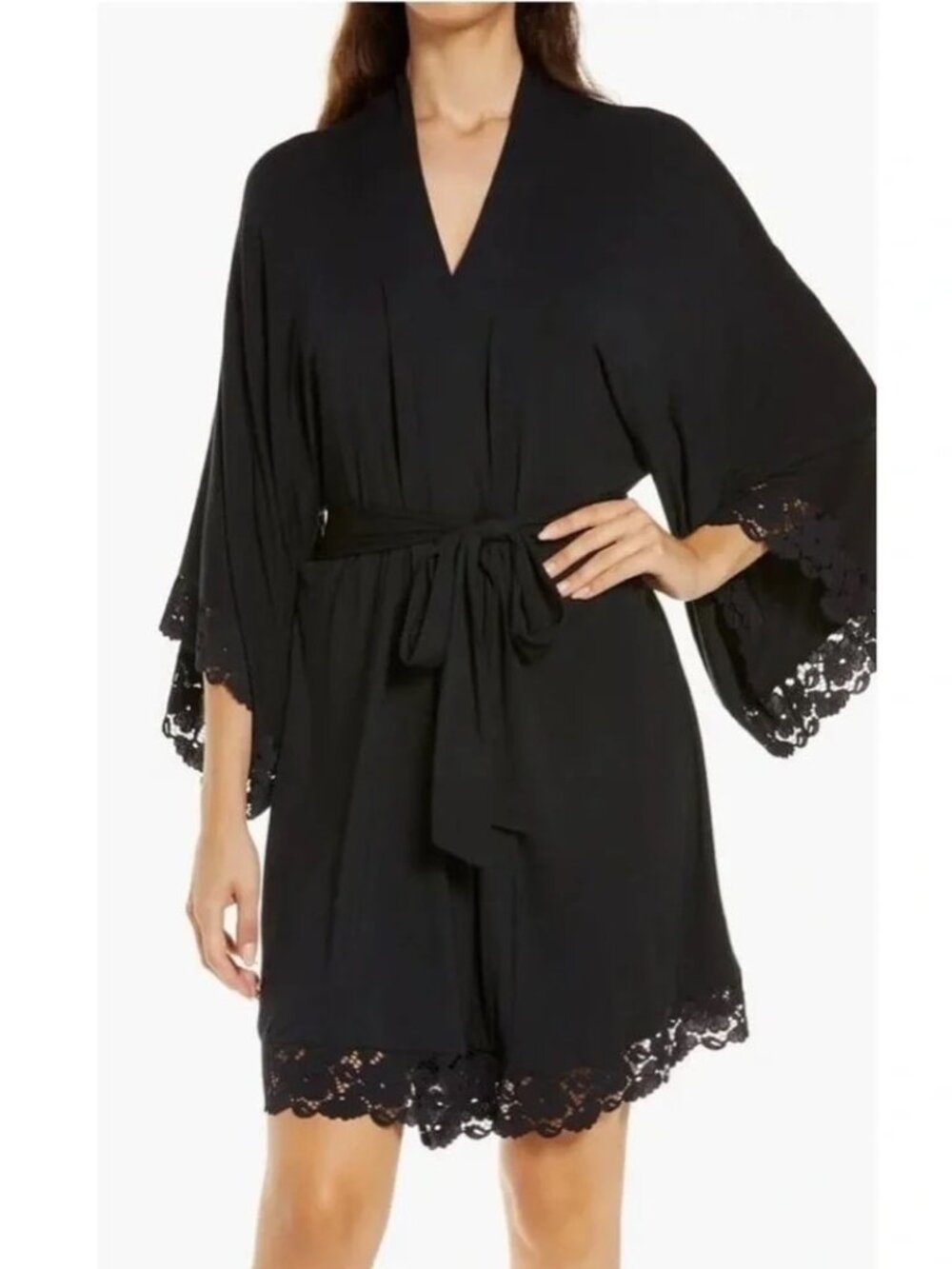 Eberjey Naya Robe Black Lace